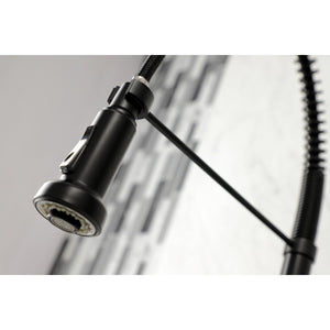 Concord GS8180DL Two-Handle 2-Hole Wall Mount Pull-Down Sprayer Kitchen Faucet, Matte Black
