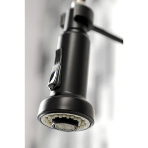 Concord GS8180DL Two-Handle 2-Hole Wall Mount Pull-Down Sprayer Kitchen Faucet, Matte Black