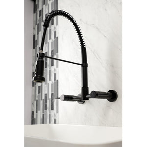 Concord GS8180DL Two-Handle 2-Hole Wall Mount Pull-Down Sprayer Kitchen Faucet, Matte Black