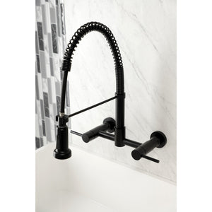 Concord GS8180DL Two-Handle 2-Hole Wall Mount Pull-Down Sprayer Kitchen Faucet, Matte Black