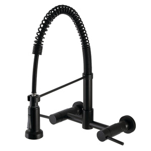 Concord GS8180DL Two-Handle 2-Hole Wall Mount Pull-Down Sprayer Kitchen Faucet, Matte Black