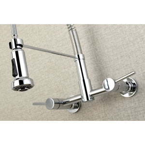 Concord GS8181DL Two-Handle 2-Hole Wall Mount Pull-Down Sprayer Kitchen Faucet, Polished Chrome