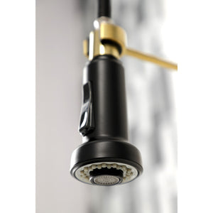 Concord GS8187DL Two-Handle 2-Hole Wall Mount Pull-Down Sprayer Kitchen Faucet, Brushed Brass