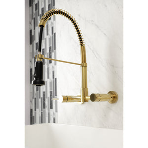 Concord GS8187DL Two-Handle 2-Hole Wall Mount Pull-Down Sprayer Kitchen Faucet, Brushed Brass