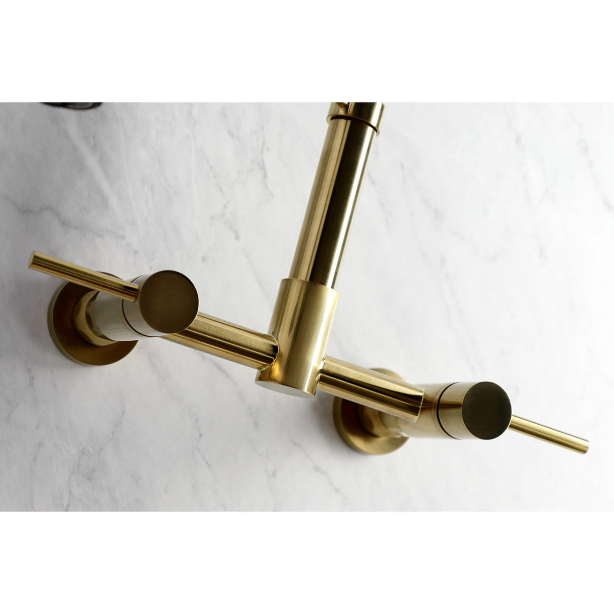 Concord GS8187DL Two-Handle 2-Hole Wall Mount Pull-Down Sprayer Kitchen Faucet, Brushed Brass