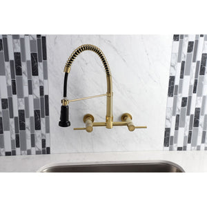Concord GS8187DL Two-Handle 2-Hole Wall Mount Pull-Down Sprayer Kitchen Faucet, Brushed Brass