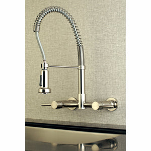 Concord GS8188DL Two-Handle 2-Hole Wall Mount Pull-Down Sprayer Kitchen Faucet, Brushed Nickel