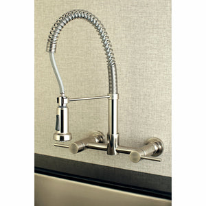 Concord GS8188DL Two-Handle 2-Hole Wall Mount Pull-Down Sprayer Kitchen Faucet, Brushed Nickel