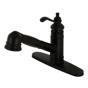 Templeton GSC7570TL Single-Handle 1-or-3 Hole Deck Mount Pull-Out Sprayer Kitchen Faucet, Matte Black