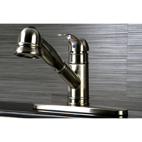 Eden GSC7578WEL Single-Handle 1-or-3 Hole Deck Mount Pull-Out Sprayer Kitchen Faucet, Brushed Nickel