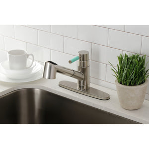 Kaiser GSC8578DKL Single-Handle 1-or-3 Hole Deck Mount Pull-Out Sprayer Kitchen Faucet, Brushed Nickel