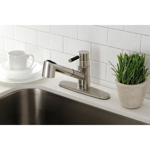 Kaiser GSC8578DKL Single-Handle 1-or-3 Hole Deck Mount Pull-Out Sprayer Kitchen Faucet, Brushed Nickel