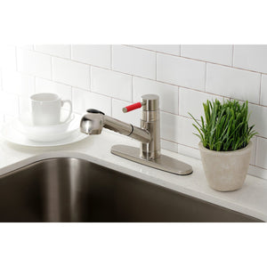 Kaiser GSC888DKLSP Single-Handle 1-or-3 Hole Deck Mount Pull-Out Sprayer Kitchen Faucet, Brushed Nickel