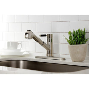 Kaiser GSC888DKLSP Single-Handle 1-or-3 Hole Deck Mount Pull-Out Sprayer Kitchen Faucet, Brushed Nickel
