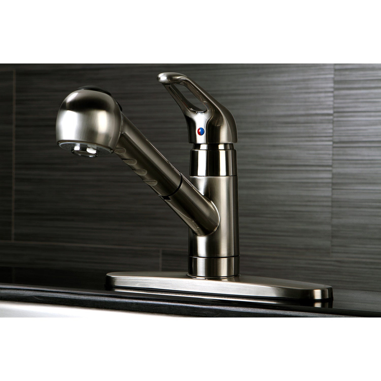 Century GSC888NCLSP Single-Handle 1-or-3 Hole Deck Mount Pull-Out Sprayer Kitchen Faucet, Brushed Nickel