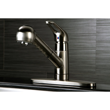 Century GSC888NCLSP Single-Handle 1-or-3 Hole Deck Mount Pull-Out Sprayer Kitchen Faucet, Brushed Nickel