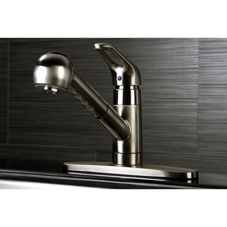 Century GSC888NCLSP Single-Handle 1-or-3 Hole Deck Mount Pull-Out Sprayer Kitchen Faucet, Brushed Nickel