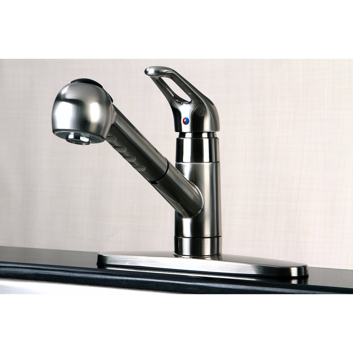Century GSC888NCLSP Single-Handle 1-or-3 Hole Deck Mount Pull-Out Sprayer Kitchen Faucet, Brushed Nickel