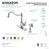 American Classic GSY7700ACLBS Single-Handle 2-or-4 Hole Deck Mount Kitchen Faucet with Brass Sprayer, Matte Black