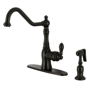 American Classic GSY7700ACLBS Single-Handle 2-or-4 Hole Deck Mount Kitchen Faucet with Brass Sprayer, Matte Black