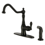 American Classic GSY7700ACLSP Single-Handle 2-or-4 Hole Deck Mount Kitchen Faucet with Brass Sprayer, Matte Black