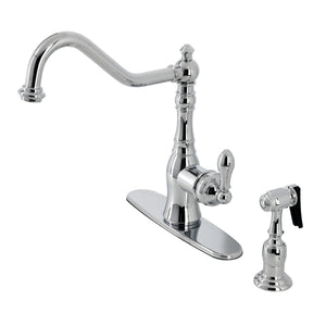 American Classic GSY7701ACLBS Single-Handle 2-or-4 Hole Deck Mount Kitchen Faucet with Brass Sprayer, Polished Chrome