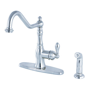 American Classic GSY7701ACLSP Single-Handle 2-or-4 Hole Deck Mount Kitchen Faucet with Brass Sprayer, Polished Chrome