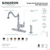 American Classic GSY7706ACLSP Single-Handle 2-or-4 Hole Deck Mount Kitchen Faucet with Brass Sprayer, Naples Bronze