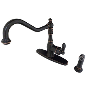 American Classic GSY7706ACLSP Single-Handle 2-or-4 Hole Deck Mount Kitchen Faucet with Brass Sprayer, Naples Bronze