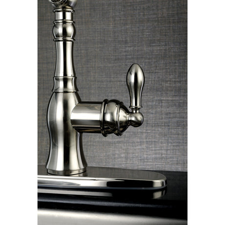 American Classic GSY7708ACLSP Single-Handle 2-or-4 Hole Deck Mount Kitchen Faucet with Brass Sprayer, Brushed Nickel