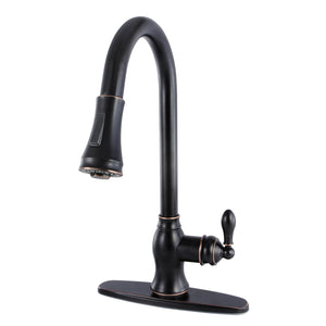 American Classic GSY7776ACL Single-Handle 1-or-3 Hole Deck Mount Pull-Down Sprayer Kitchen Faucet, Naples Bronze