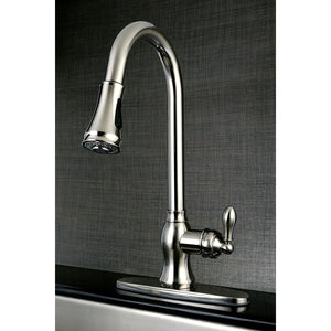 American Classic GSY7778ACL Single-Handle 1-or-3 Hole Deck Mount Pull-Down Sprayer Kitchen Faucet, Brushed Nickel