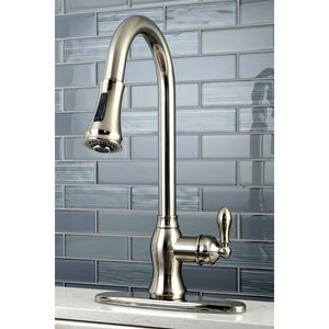 American Classic GSY7778ACL Single-Handle 1-or-3 Hole Deck Mount Pull-Down Sprayer Kitchen Faucet, Brushed Nickel