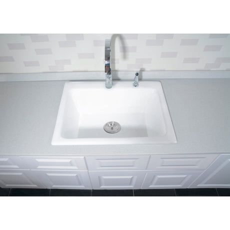 Towne GT252292 25-Inch Cast Iron Self-Rimming 2-Hole Single Bowl Drop-In Kitchen Sink, White