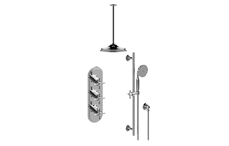 GRAFF Unfinished Brushed Brass M-Series Thermostatic Shower System - Shower with Handshower (Trim Only)  GT3.011WB-C16E0-UBB-T