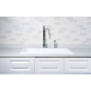 Towne GT332292 33-Inch Cast Iron Self-Rimming 2-Hole Single Bowl Drop-In Kitchen Sink, White