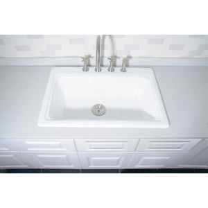 Towne GT332294 33-Inch Cast Iron Self-Rimming 4-Hole Single Bowl Drop-In Kitchen Sink, White