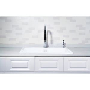 Petra Galley GT33229D2 33-Inch Cast Iron Self-Rimming 2-Hole Double Bowl Drop-In Kitchen Sink, White