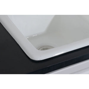 Petra Galley GT33229D4 33-Inch Cast Iron Self-Rimming 4-Hole Double Bowl Drop-In Kitchen Sink, White