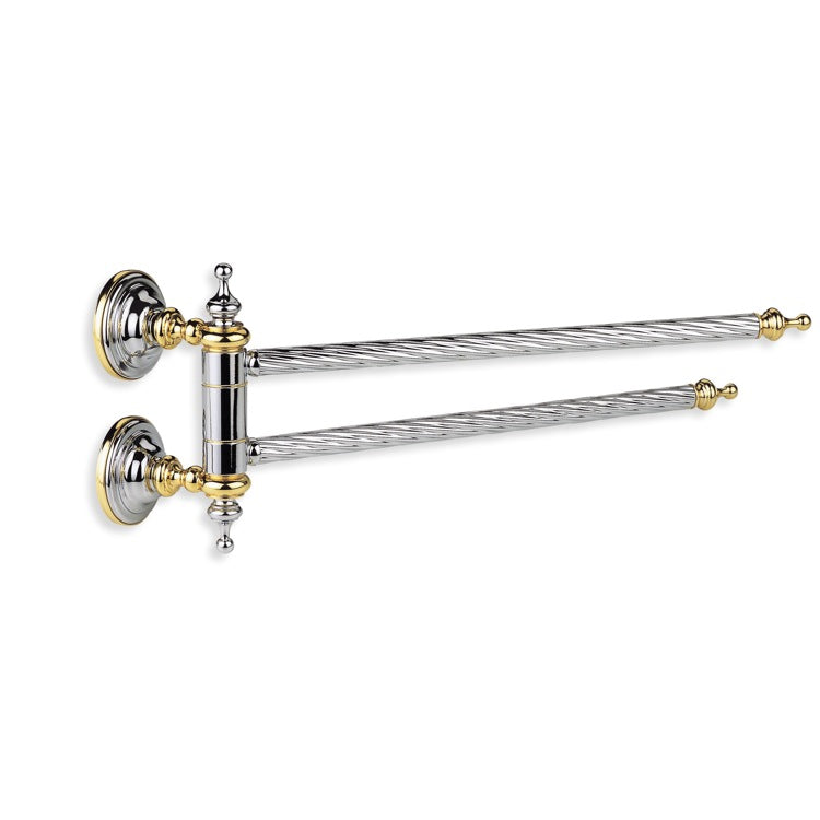 Swivel Double Towel Bar, 15 Inch, Classic-Style, Brass