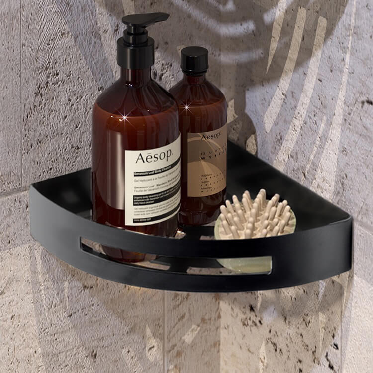 Matte Black Corner Shower Basket