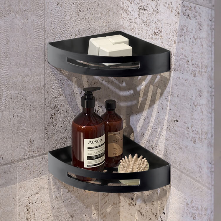 Set of Matte Black Corner Shower Baskets