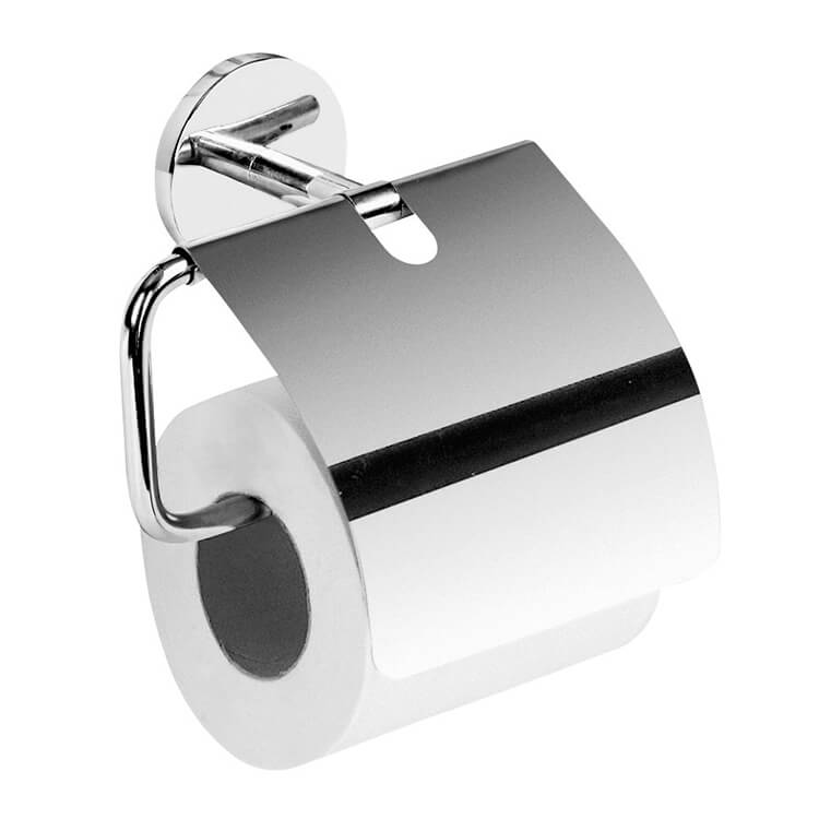 Toilet Roll Holder With Cover, Polished Chrome