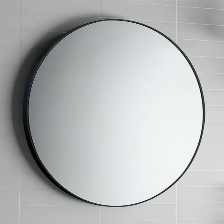 Bathroom Mirror With Black Frame, Round