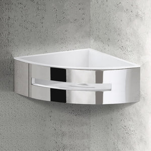 Polished Chrome Corner Shower Basket With White Insert