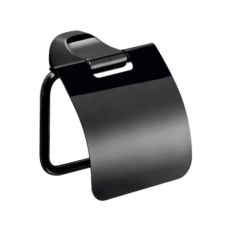 Toilet Paper Holder With Cover, Modern, Matte Black