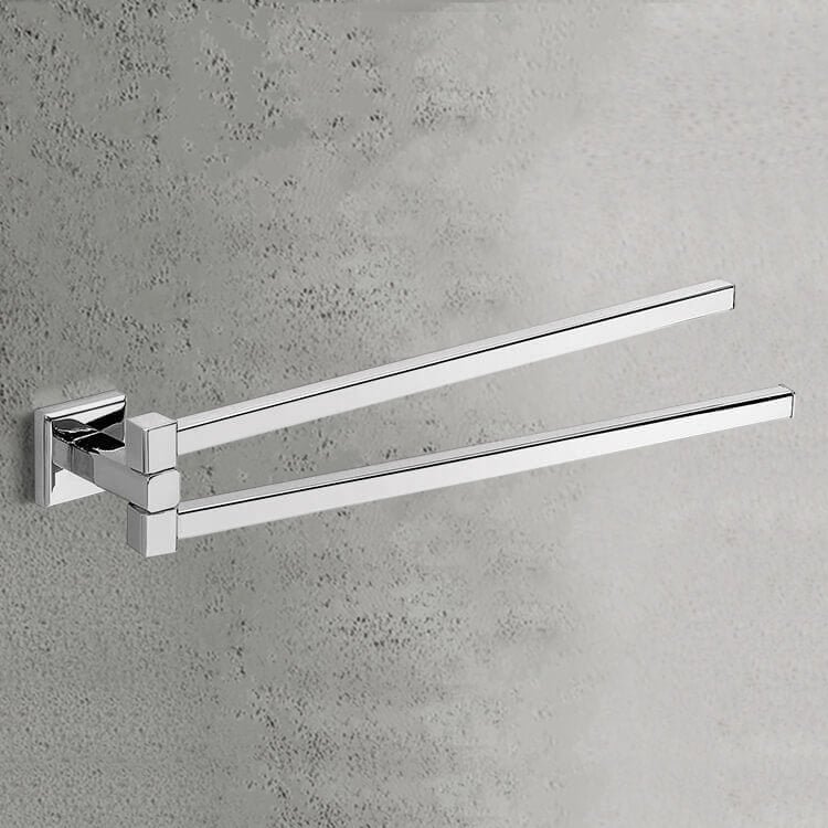 Double Swivel Towel Bar, 14 Inch, Polished Chrome