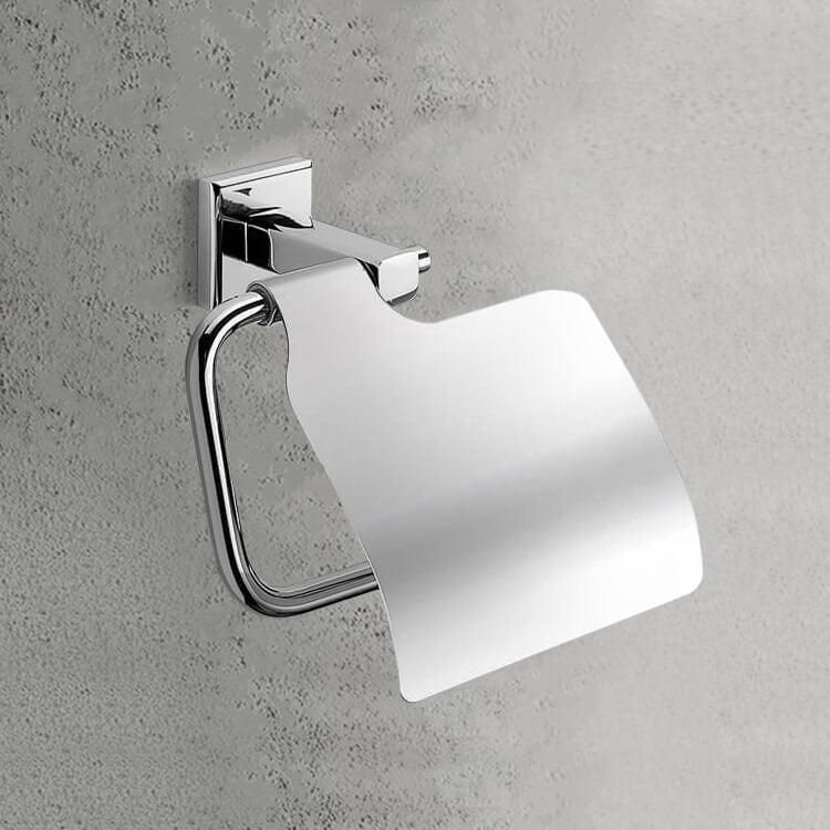 Toilet Roll Holder With Cover, Polished Chrome