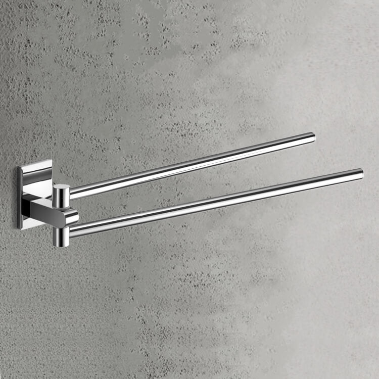 Double Arm Swivel Towel Bar, 14 Inch, Polished Chrome