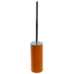 Toilet Brush Holder, Free Standing Made From Faux Leather in Orange Finish